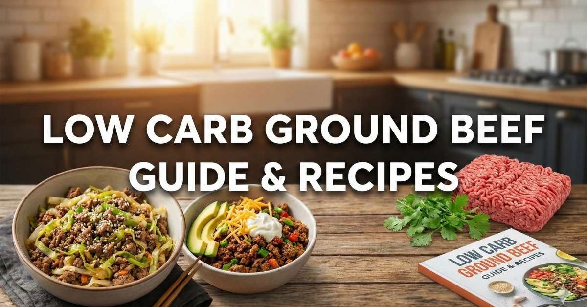 Low Carb Ground Beef Guide and Recipes featuring keto friendly stir fry and taco bowl